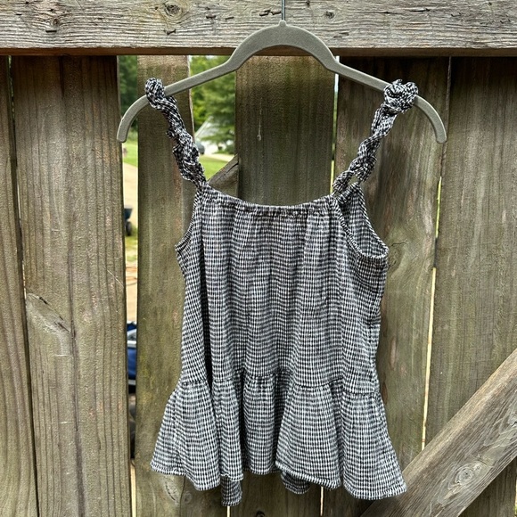 Madewell Ruffle-Strap Loose Fit Cami Top in True Black Miniature Gingham - Picture 11 of 11